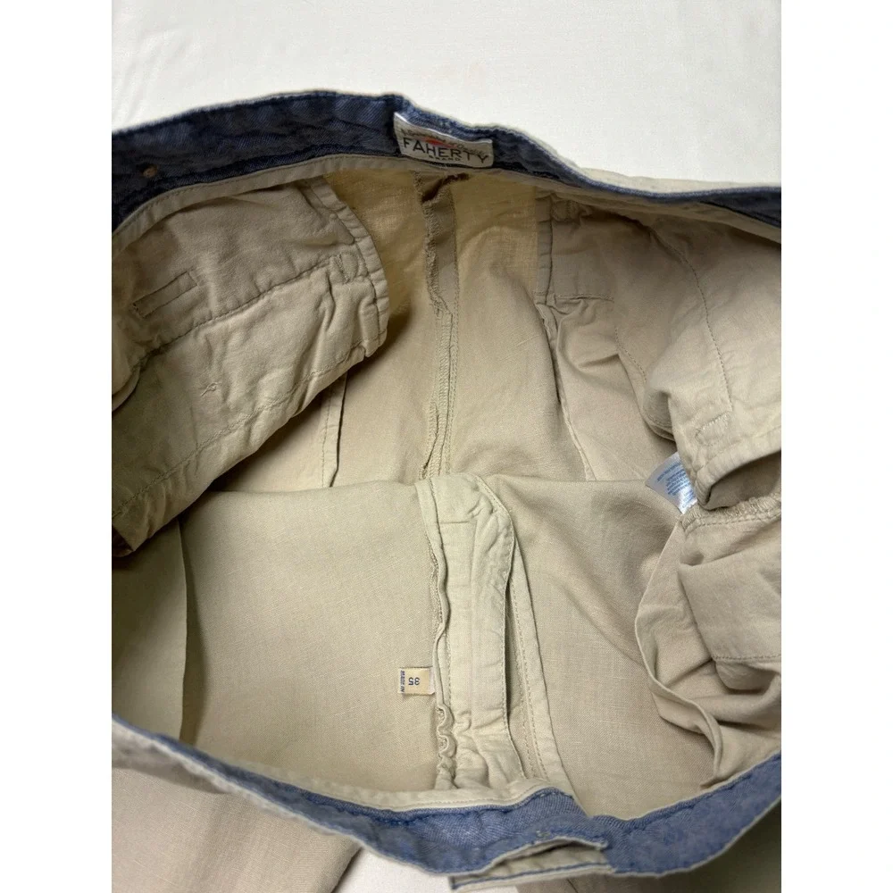 Faherty Brand Mens Shorts Size 35 Linen Cotton Blend‎ Casual